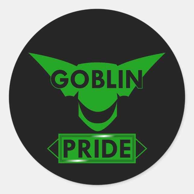 Pegatina Redonda Orgullo del Goblin (Anverso)