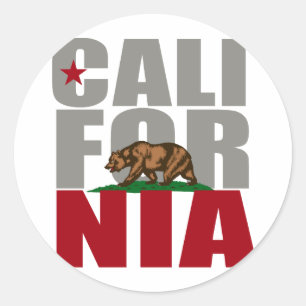 PEGATINA REDONDA ORGULLO DEL OSO DE CALIFORNIA -