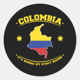 Pegatina Redonda Orgullo del patrimonio de la bandera colombiana de