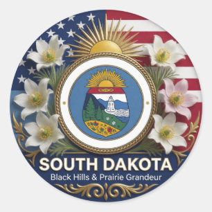 Pegatina Redonda Orgullo del patrimonio de la pradera de Dakota del