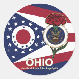 Pegatina Redonda Orgullo del patrimonio del estado de Ohio Buckeye