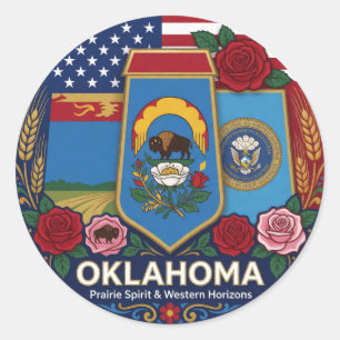 Pegatina Redonda Orgullo del patrimonio del estado de Oklahoma Soon