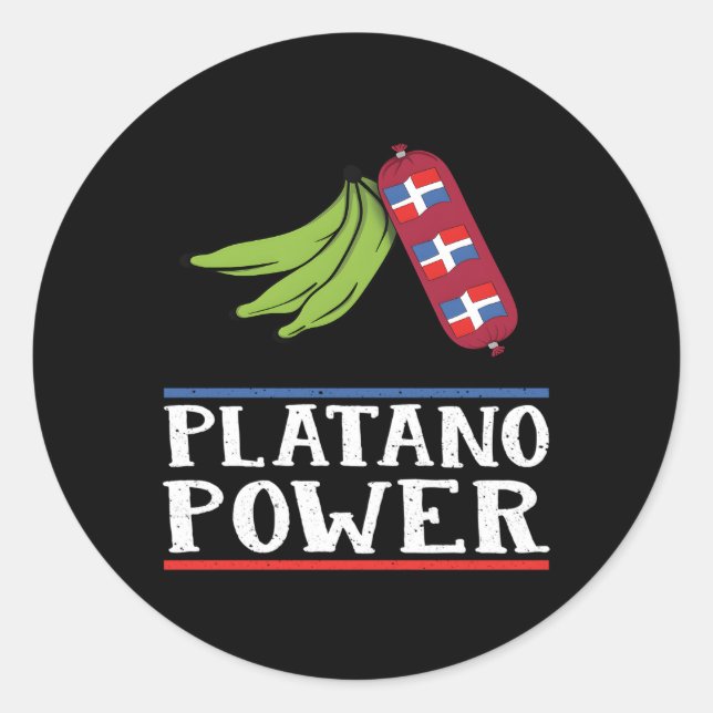 Pegatina Redonda Orgullo dominicano Platano Potencia República Domi (Anverso)