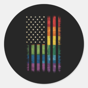Pegatina Redonda Orgullo EE.UU. angustia la bandera arcoiris LGBTQ