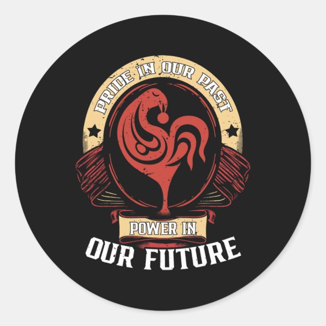 Pegatina Redonda Orgullo En Nuestro Poder Pasado En Nuestro Futuro  (Anverso)