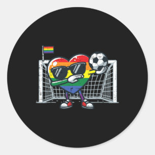 Pegatina Redonda Orgullo Gay Corazón Fútbol Lgbtq Aliado Arcoíris H