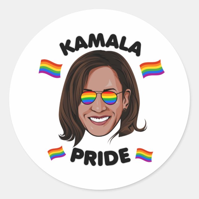 PEGATINA REDONDA ORGULLO GAY DE KAMALA (Anverso)