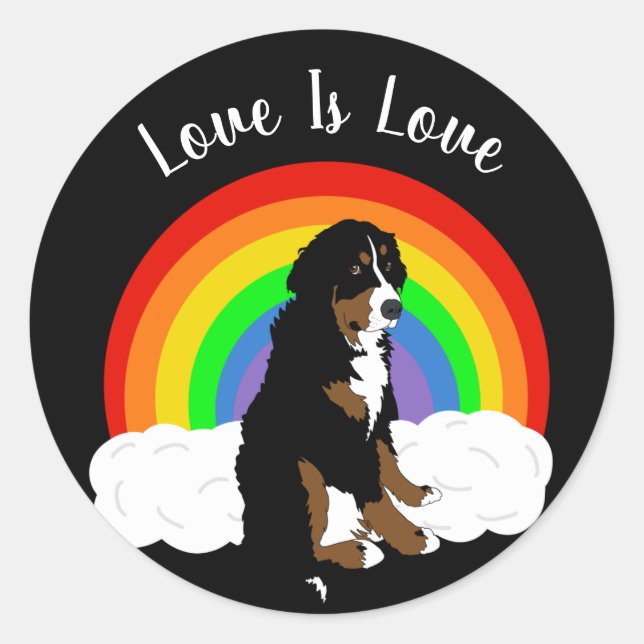 Pegatina Redonda Orgullo gay de perro de montaña de personalizable  (Anverso)