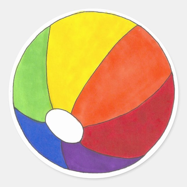 Pegatina Redonda Orgullo gay LGBT Arcoiris Beach Ball Verano Divers (Anverso)