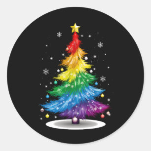 Pegatina Redonda Orgullo gay LGBT Arcoiris Navidad Feliz Navidad