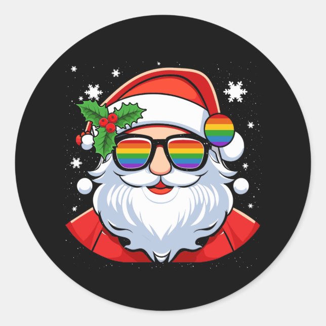 Pegatina Redonda Orgullo gay LGBT Guay Trendy Santa Claus Gay Merry (Anverso)