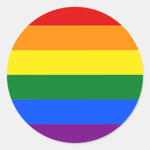 Pegatina Redonda Orgullo gay LGBT Rayas de arcoiris coloridas