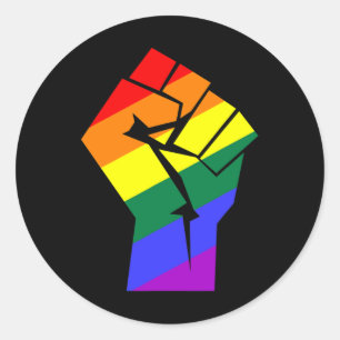 Pegatina Redonda Orgullo gay Lgbtq Bandera Arcoiris resiste primera