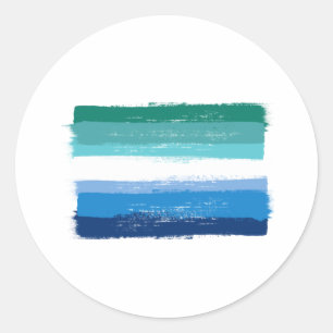 Pegatina Redonda ORGULLO GAY MASCULINO PINTADO - Azul claro