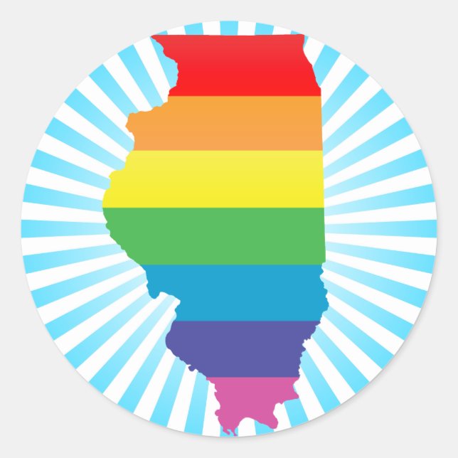 Pegatina Redonda orgullo illinois. (Anverso)