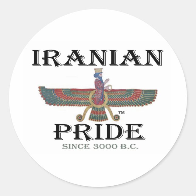 Pegatina Redonda Orgullo iraní (Anverso)