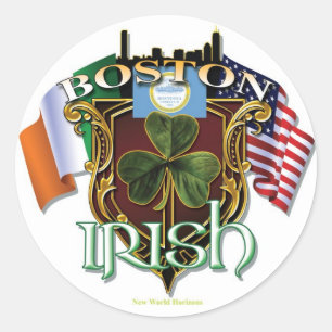 Pegatina Redonda Orgullo irlandés de Boston