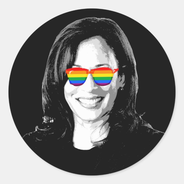 Pegatina Redonda Orgullo Kamala Harris (Anverso)