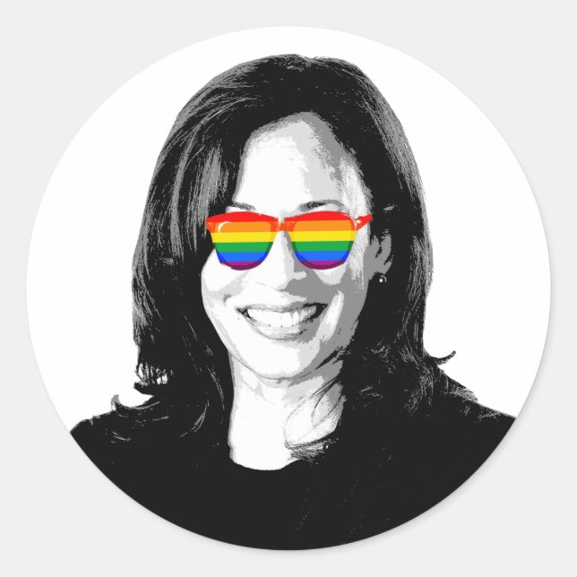 Pegatina Redonda Orgullo Kamala Harris (Anverso)