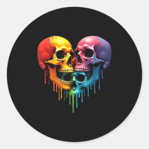Pegatina Redonda Orgullo Lgbt Halloween Horror Esqueleto Cráneo Arc