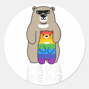 Pegatina Redonda Orgullo LGBT Papa oso Orgullo oso Papá Gay Orgullo