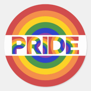 Pegatina Redonda Orgullo LGBT Psicodélico Arcoiris Bullseye sicod