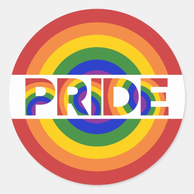 Pegatina Redonda Orgullo LGBT Psicodélico Geométrico Arcoiris Bulls (Anverso)