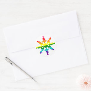 Pegatina Redonda Orgullo LGBTQ Colores arcoiris Navidades copo de n