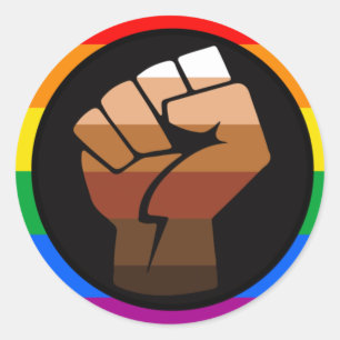 Pegatina Redonda ORGULLO LGBTQ (Orgullo Puño POC)