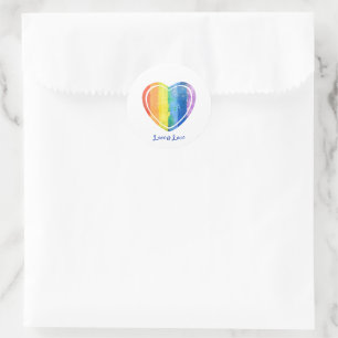Pegatina Redonda Orgullo LGBTQ Pastel de corazón arcoiris