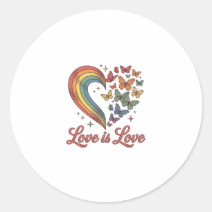 Pegatina Redonda Orgullo Mariposa Corazón Amor Es Amor Diseño de Ca