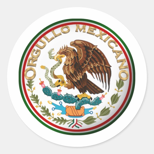 Pegatina Redonda Orgullo Mexicano (Águila de la bandera mexicana) (Anverso)