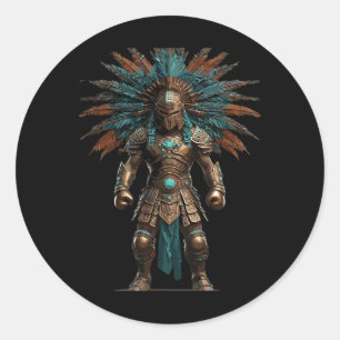 Pegatina Redonda Orgullo mexicano de boxeo azteca