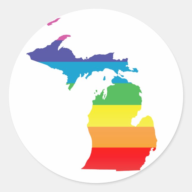 Pegatina Redonda orgullo michigan. (Anverso)