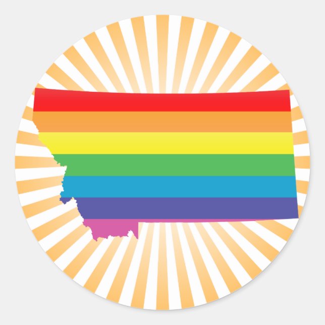 Pegatina Redonda orgullo montana. (Anverso)
