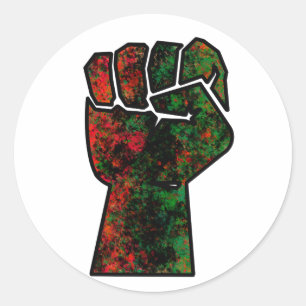 Pegatina Redonda orgullo negro bandera panafricana roja verde puño