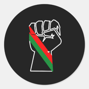 Pegatina Redonda orgullo negro bandera panafricana roja verde puño