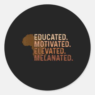 Pegatina Redonda Orgullo negro con motivación educada elevado