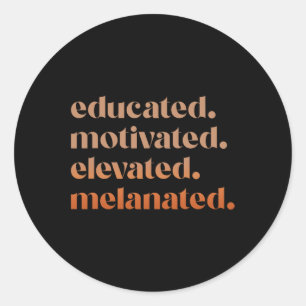 Pegatina Redonda Orgullo negro con motivación educada elevado