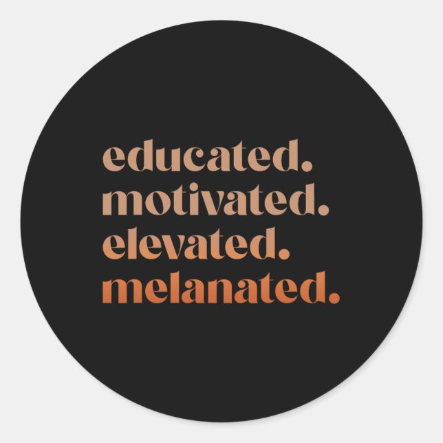 Pegatina Redonda Orgullo negro con motivación educada elevado (Anverso)
