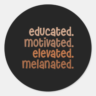 Pegatina Redonda Orgullo negro con motivación educada elevado