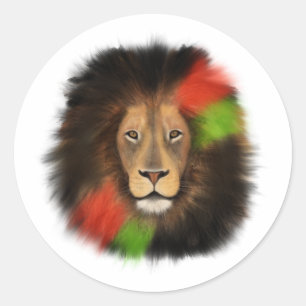 Pegatina Redonda orgullo negro león unidad verde roja jungla gato r
