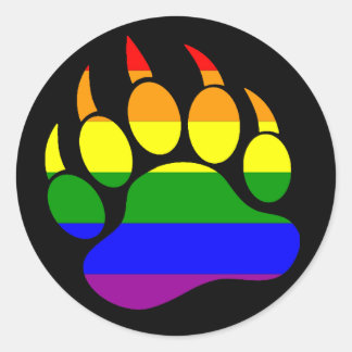 PEGATINA REDONDA ORGULLO OSO GAY ARCOIRIS ZAPA OSO NEGRO