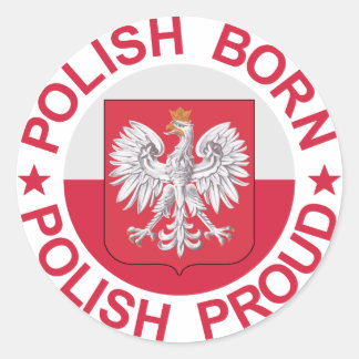 Pegatina Redonda Orgullo polaco nacido en Polonia