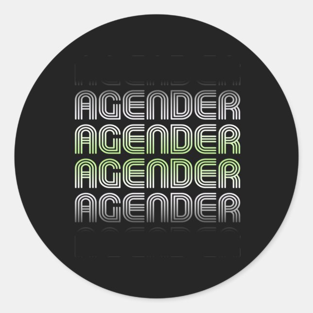 Pegatina Redonda Orgullo Retro Agénero (Anverso)