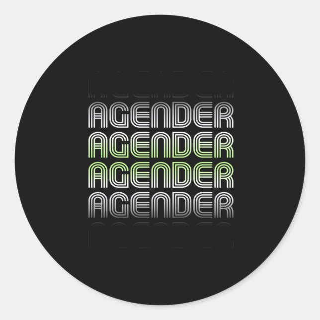 Pegatina Redonda Orgullo Retro Agénero (Anverso)