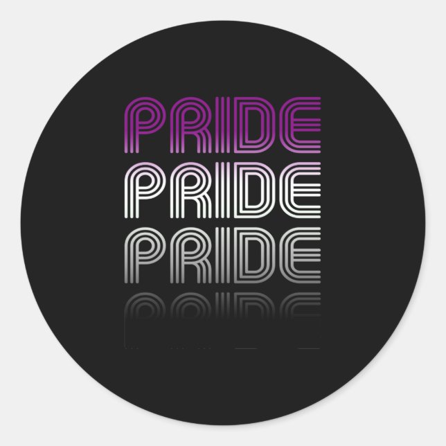 Pegatina Redonda Orgullo Retro Asexual (Anverso)