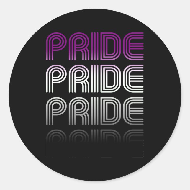 Pegatina Redonda Orgullo Retro Asexual (Anverso)