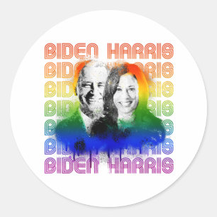 Pegatina Redonda Orgullo Retro Biden Harris