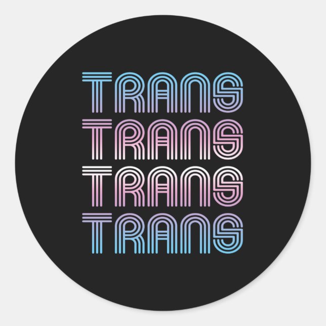 Pegatina Redonda Orgullo Retro Trans (Anverso)